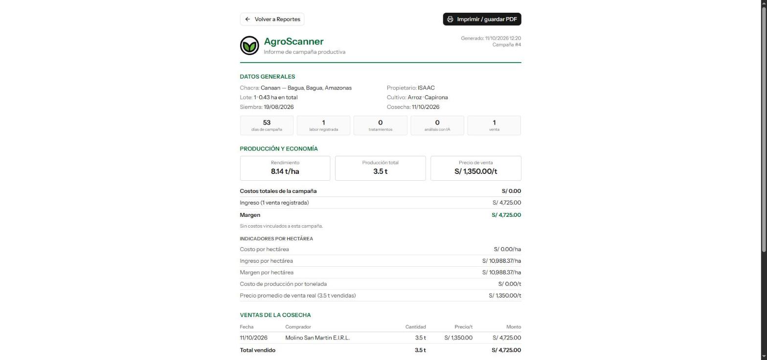 Producción, costos detallados, margen y rentabilidad por hectárea en un documento imprimible, listo para tu cooperativa o financiera.